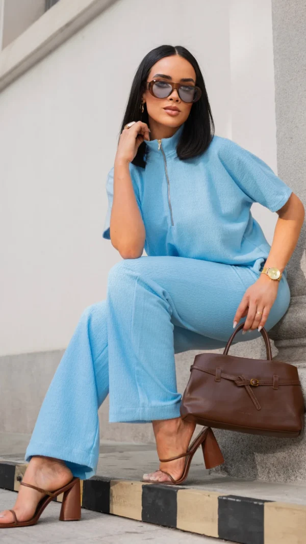 Conjunto Mônaco: calça e blusa confeccionado em tweed com algodão