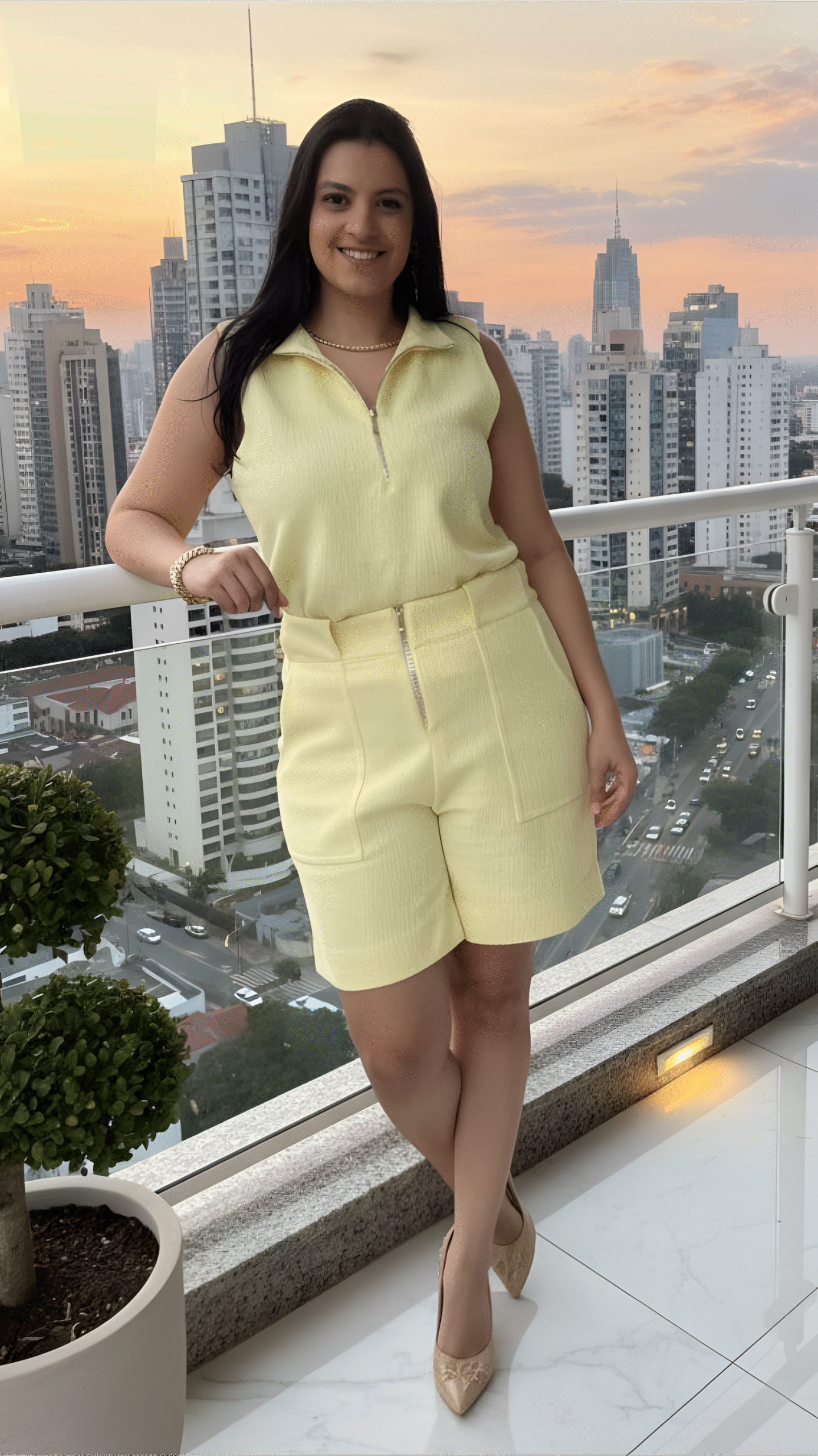 Conjunto Lisboa: Blusa e Bermuda em Malha Tweed - Imagem 5