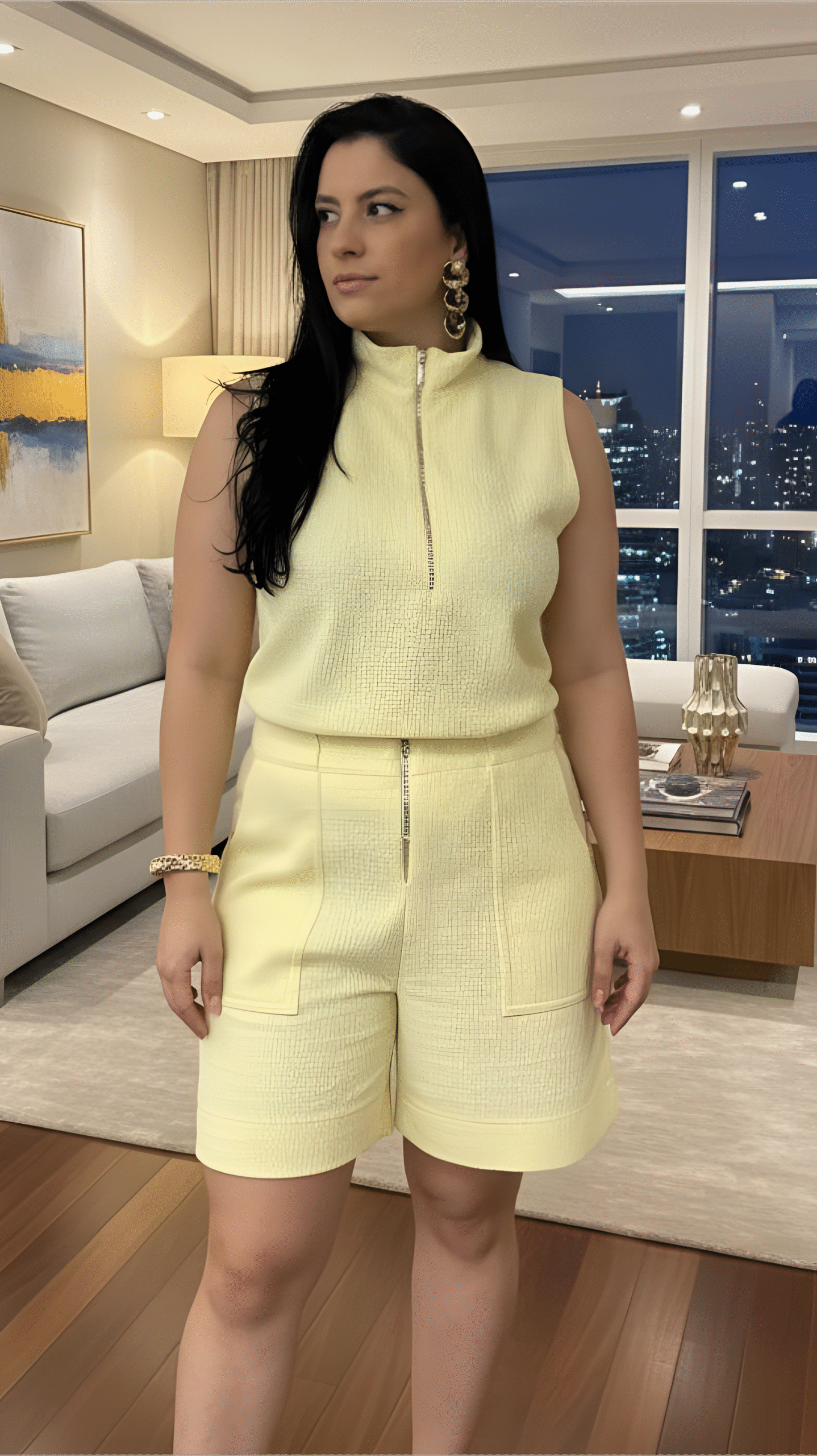 Conjunto Lisboa: Blusa e Bermuda em Malha Tweed - Imagem 4