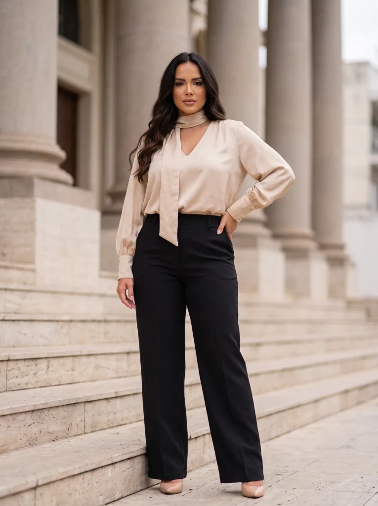 Blusa Esplendore: com lenço e manga Longa